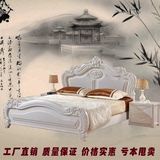 全实木榆木双人床1.8米婚床白色环保开放漆现代简约中式韩式婚床