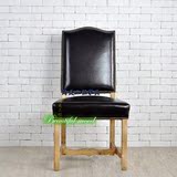 美式新古典实木做旧餐椅 欧式法式休闲创意复古高背书椅咖啡厅椅