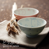 蓝莲花家居 小兔与小象 日本进口釉下彩小碗米饭碗甜品碗 可爱