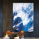 现代简约客厅玄关抽象大巨幅办公室样板房酒店大堂装饰画蓝色风暴