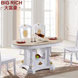 欧式实木大理石长方形餐桌椅组合白色简约2012橡木宜家具吃饭桌子