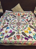 印度代购，重工老绣大挂毯 床单 桌布 纯手工刺绣布毯 复古 民族