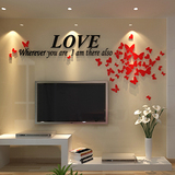 浪漫蝴蝶水晶立体墙贴画客厅卧室浪漫温馨沙发电视背景墙壁装饰品