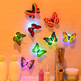 创意家庭房间装饰3D立体墙贴儿童玩具发光蝴蝶LED七彩变色小夜灯