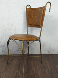 现代简约休闲椅真皮靠背椅子 铁艺餐椅咖啡厅创意时尚洽谈桌椅