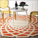 时尚欧式橘色圆形地毯客厅茶几沙发地毯卧室床边样板间地毯定制