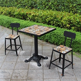 铁艺马赛克阳台桌椅庭院户外咖啡厅餐厅休闲室外桌椅组合三件套