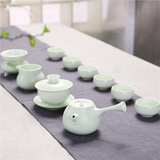 定窑日式侧把壶茶具套装整套6人功夫茶具特价茶杯陶瓷盖碗茶壶