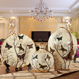 欧式花瓶套装摆件 三件套现代简约玄关客厅饰品餐桌台面工艺花艺