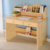 特价包邮儿童实木电脑桌书桌学习桌带书架写字台松木学生简易课桌