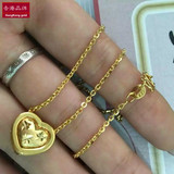 香港品牌 新款女式双爱心黄金项链 时尚24K爱心金项链送女友礼物