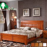 特价简约现代中式实木床1.8米1.5米橡木双人床原木家具木头床婚床