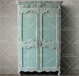 法式复古做旧象牙白色实木雕花衣柜美式乡村高档卧室储物柜家具柜