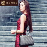 HONGU/红谷女包2015专柜正品新款时尚菱格纹手提斜跨单肩包包6315