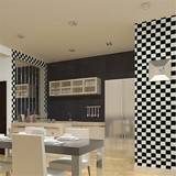 班歌 PVC自粘墙纸 欧式现代简约客厅卧室厨房儿童房黑白格子5012