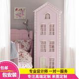 欧美式实木儿童家具定做 粉色房型女孩衣柜 公主房衣橱YG057
