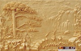 澜亿砂岩浮雕背景墙石雕壁画 迎客松 山水浮雕 沙雕壁饰—松鹤图