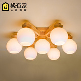 中式实木北欧时尚卧室灯温馨宜家灯饰灯具创意个性房间客厅吸顶灯