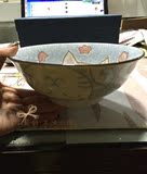日本进口美浓烧釉下彩蜡笔猫瓷器6.8面碗 拉面碗汤碗色拉碗泡面碗