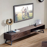 电视柜时尚简约现代客厅配套实木个性创意北欧黑胡桃地柜2米