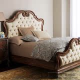美式乡村全实木双人床1.8米橡木床欧式新古典软包仿古雕花卧室床