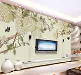 大型中式无缝3d立体客厅电视书房背景墙布壁纸花鸟玉兰花花卉壁画