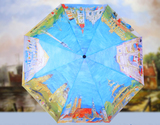 自动伞八国油画伞个性创意折叠晴雨伞 复古文艺男女两用超大雨伞
