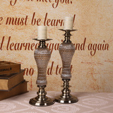 欧式浪漫奢华复古摆件摆设 创意柏克兰新古典水晶感玻璃烛台
