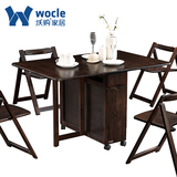 折叠餐桌椅组合现代简约进口全实木餐桌小户型北欧原木伸缩饭桌