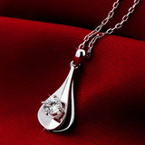 S925纯银项链水滴钻石吊坠纯银银饰吊坠情人节礼物送女友