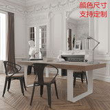 易德复古铁艺实木电脑桌会议桌办公桌创意书桌LOFT美式老板桌定制