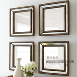 方形仿古金美式玄关镜餐厅组合装饰镜背景墙壁挂镜欧式古典M0040