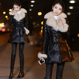 2015新款韩版女装冬中长款狐狸毛羽绒服女修身皮草羽绒衣皮衣外套