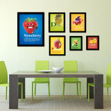 创意蔬菜水果汁店装饰画餐厅厨房个性现代卡通挂画小清新有框墙画