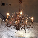 树枝铁艺美式乡村吊灯地中海卧室餐厅创意个性客厅灯北欧水晶吊灯