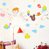 可爱小鸟涂鸦留言白板贴画卡通儿童房卧室墙壁装饰梦幻天空墙贴纸