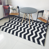 新款现代时尚经典黑白条纹地毯客厅茶几卧室床边毯手工加厚地垫