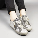 韩国爆裂纹银色星星鞋时尚休闲低帮鞋运动鞋潮女圆头系带做旧板鞋