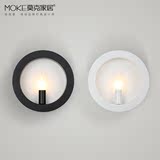 简约时尚现代圆形黑白色创意壁灯过道走廊灯具卧室床头书房灯饰
