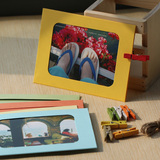 6寸彩色悬挂纸相框。韩版卡纸照片墙相框组合，7枚入带麻绳夹子。