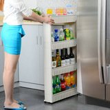 百露缝隙厨房收纳架可移动夹缝置物架带轮塑料冰箱卫生间杂物架