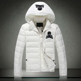 PP专柜加厚冬装 2013韩版修身纯色大牌羽绒服 个性骷髅男式装外套