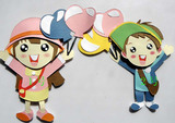 外贸尾货 可爱卡通人物 立体纸雕 墙贴 幼儿园环境布置装饰 每对