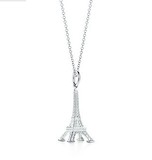 最新款美国正品代购Tiffany蒂芙尼埃菲尔铁塔纯银吊坠项链包邮