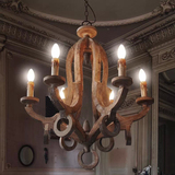 简约大气北欧式 现代木艺别墅客厅卧室餐厅灯 创意美式复古吊灯