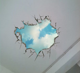 贴客厅卧室背景墙纸3D创意天空墙贴画佩格3D立体墙贴天花板装饰墙