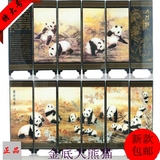 包邮 仿古漆器 小屏风装饰摆件中国特色礼品送老外礼物 六扇熊猫