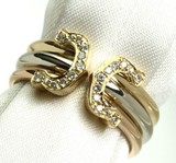 卡地亚Cartier 双C 18K三色金镶钻石戒指