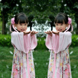 樱花小萝莉同款汉服齐胸襦裙女童摄影古装民族服装古筝表演服装