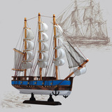 一帆风顺船摆件帆船模型实木质木制手工地中海装饰品摆设仿真木船